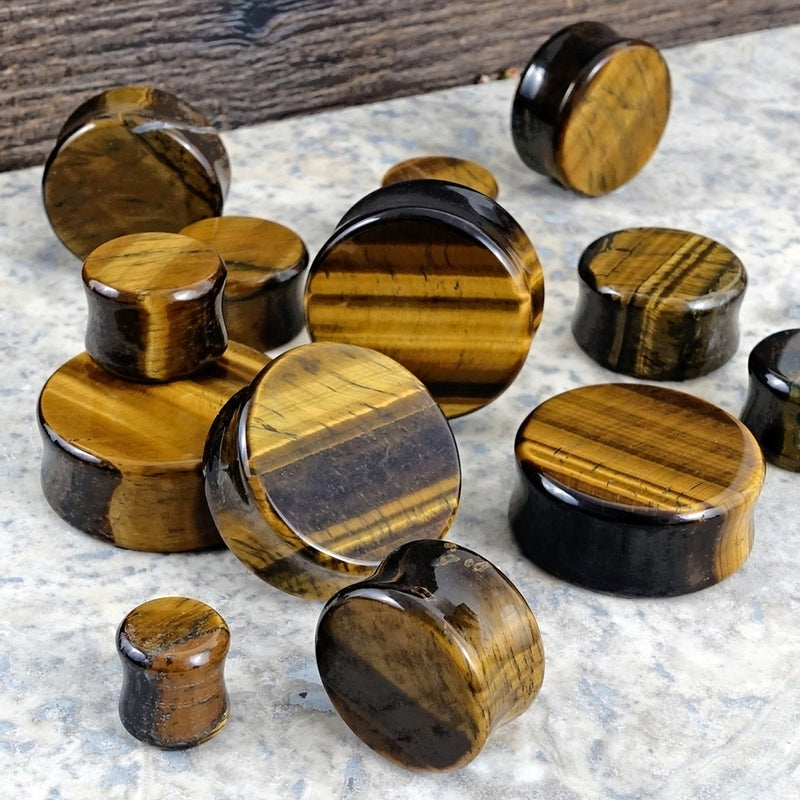Plug en pierre œil-de-tigre / gauge