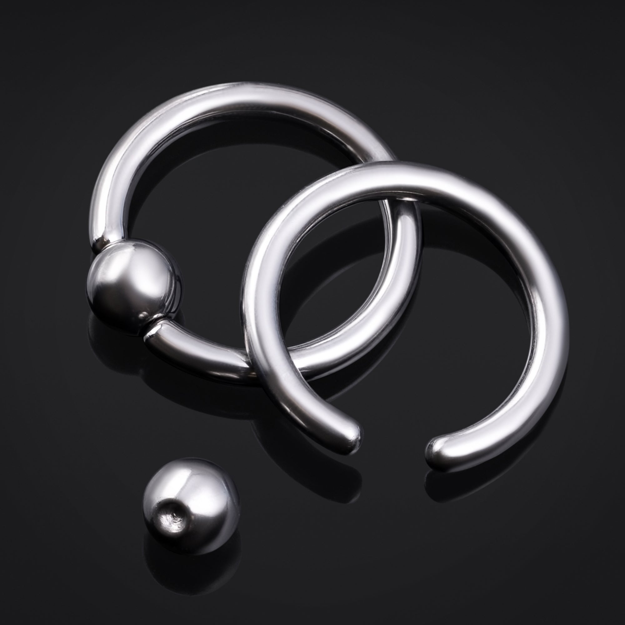 Ball Closure Ring, Silver, Titanium