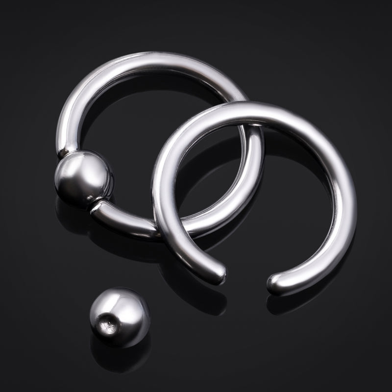 Anneau à bille, argent, titane