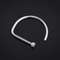 Anneau de nez en D, argent, titane, 1mm