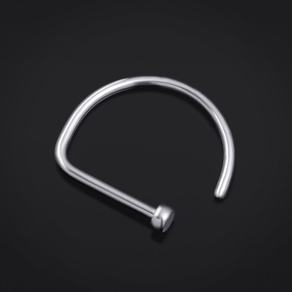 Titanium D Shape Nose Ring in Silver - Open Nose Ring - Nose Hoop for Piercings - 8mm/10mm