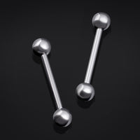 Straight Barbell Piercing, Silver, Internally Threaded, Titanium, 1.6mm