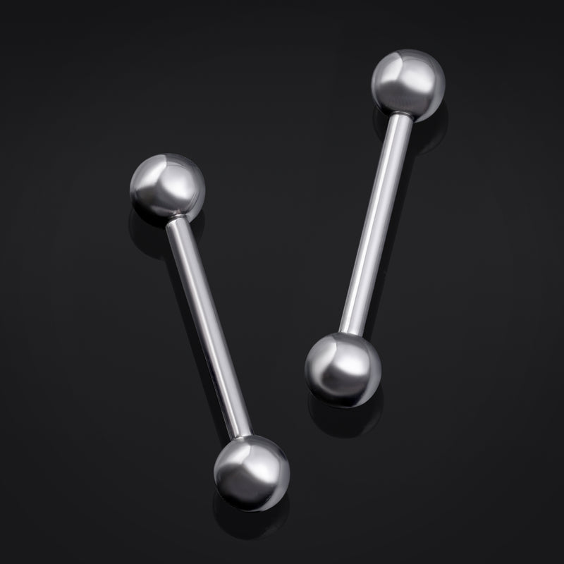 Straight Barbell Piercing, Silver, Internally Threaded, Titanium, 1.6mm