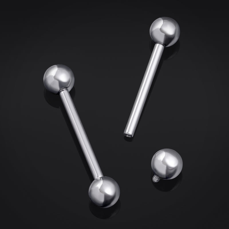 Straight Barbell Piercing, Silver, Internally Threaded, Titanium, 1.6mm