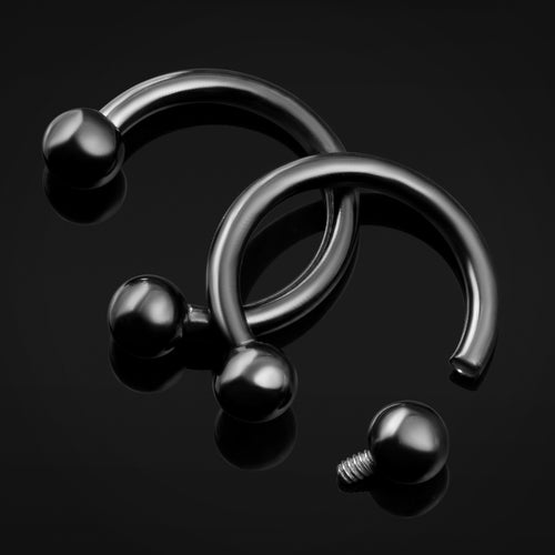 Titanium Internally Threaded Circular Barbell Horseshoe in Black