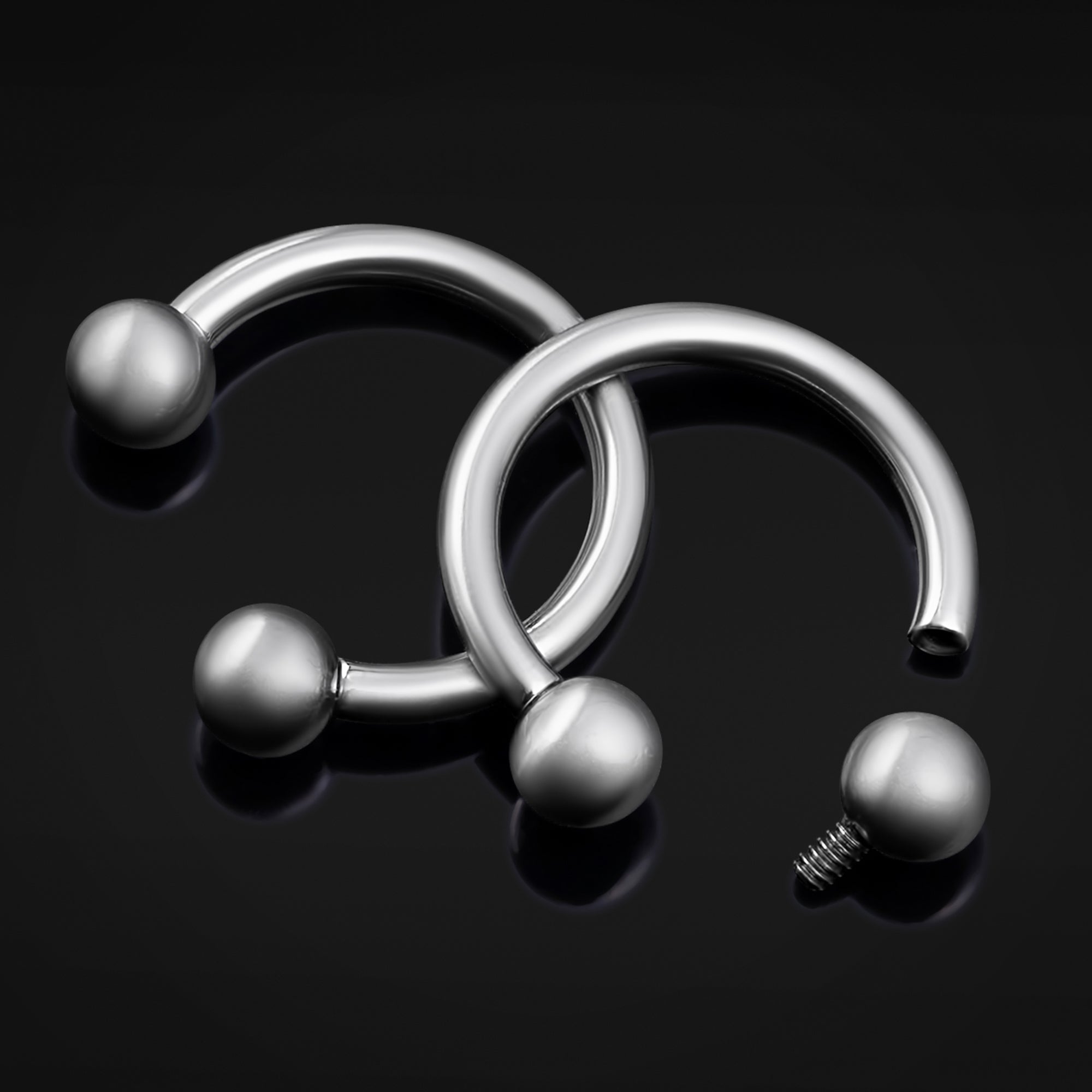 Horseshoe Barbell, Silver, Internally Threaded, Titanium