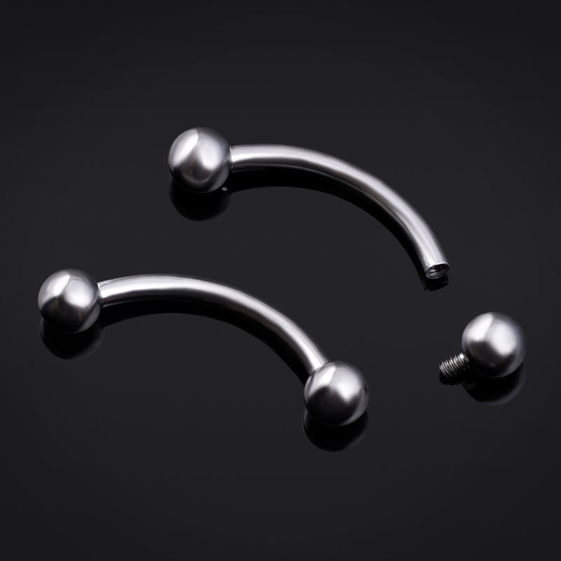 Barbell courbé, argent, fileté intérieurement, titane