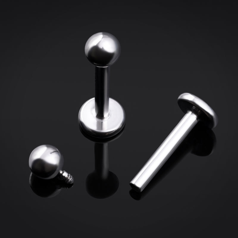 Labret, argent, fileté intérieurement, titane