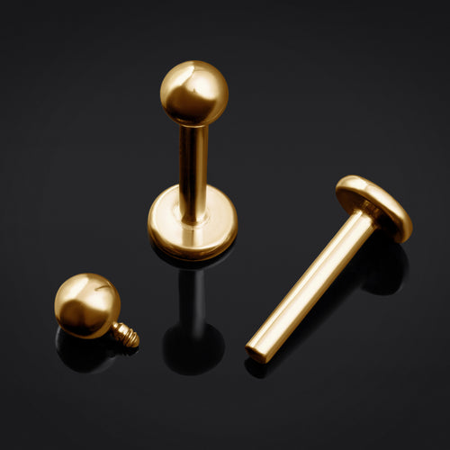 Titanium Internally Threaded Labret Stud in Gold