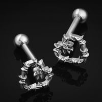 Piercing Tragus, Argent, Cœur en Fil de Fer Barbelé, Titane, 1,2 mm