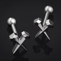 Tragus-Stecker, Silber, Coffin Nails, Titan, 1,2mm