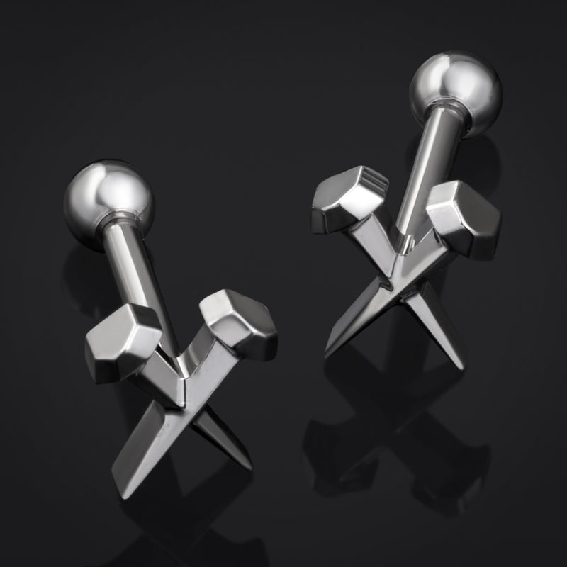 Tragus-Stecker, Silber, Coffin Nails, Titan, 1,2mm