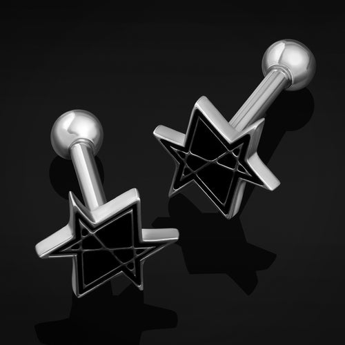 Tragus Stud, Silver, Hexagram, Titanium, 1.2mm