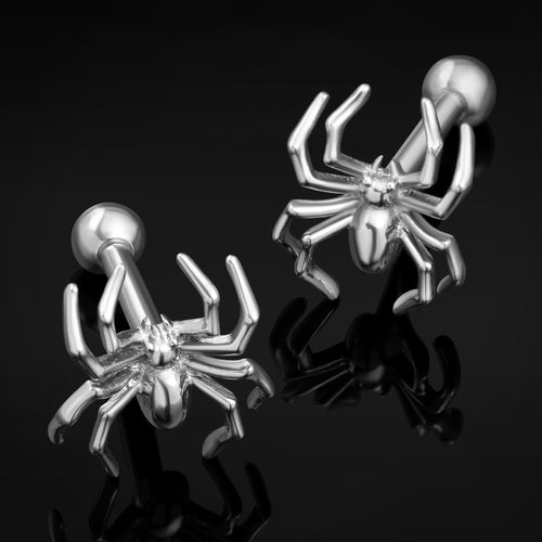 Tragus Stud, Silver, Spider, Titanium, 1.2mm