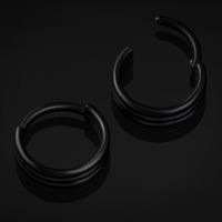 Anneau de septum triple empilé, noir, titane, 1.2mm