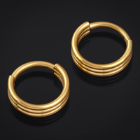 Anneau de septum triple empilé, or, titane, 1.2mm