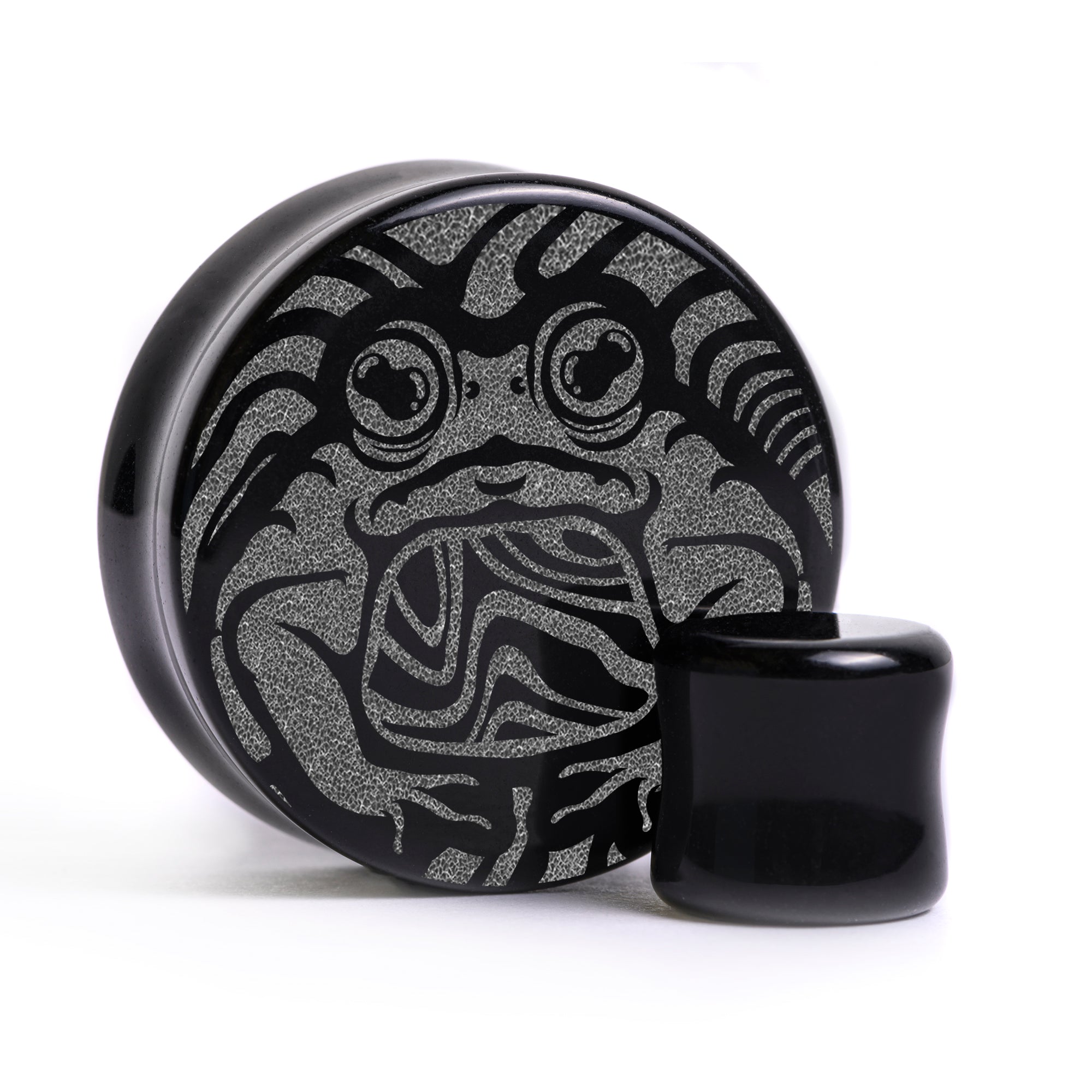 Trippy Toad Plug / Gauge - Black Glass | Flat Faced Double Flare