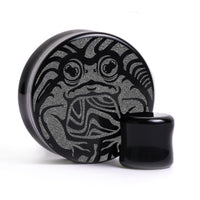 Trippy Toad Plug / Jauge - Verre noir | Double flare à face plate