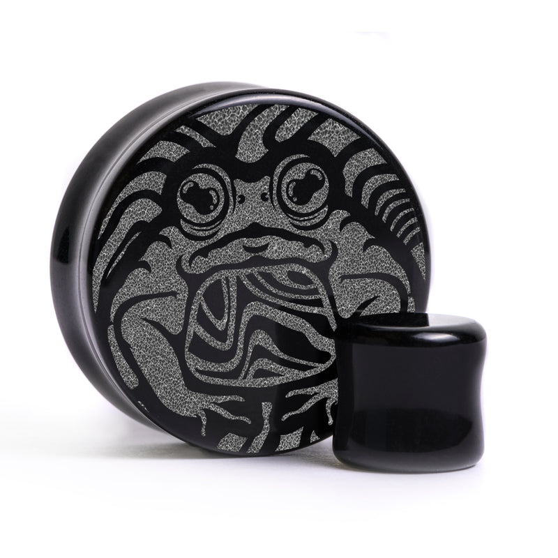 Trippy Toad Plug / Jauge - Verre noir | Double flare à face plate