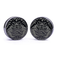 Trippy Toad Plug / Jauge - Verre noir | Double flare à face plate