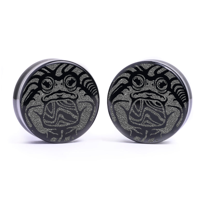 Trippy Toad Plug / Jauge - Verre noir | Double flare à face plate