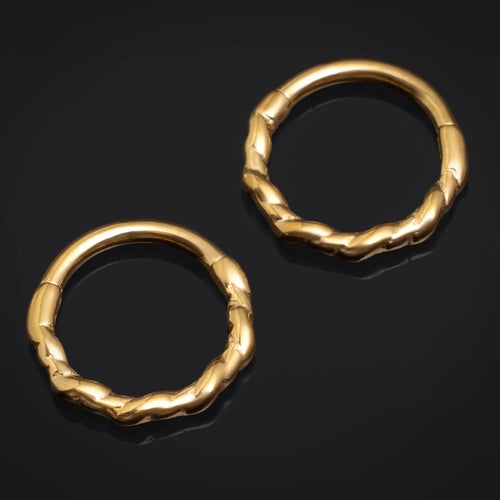 Twisted Rope Clicker Ring, Gold, ASTM F136 Titanium