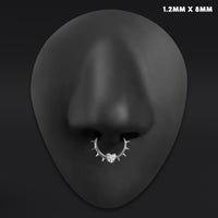 Septum Ring, Silver, Jewelled Spike, ASTM F136 Titanium, 1.2mm Gauge