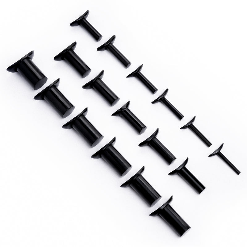 Schwarzer, handgeschnitzter Labret aus Büffelhorn mit T-Back, Stretching Lip Plug