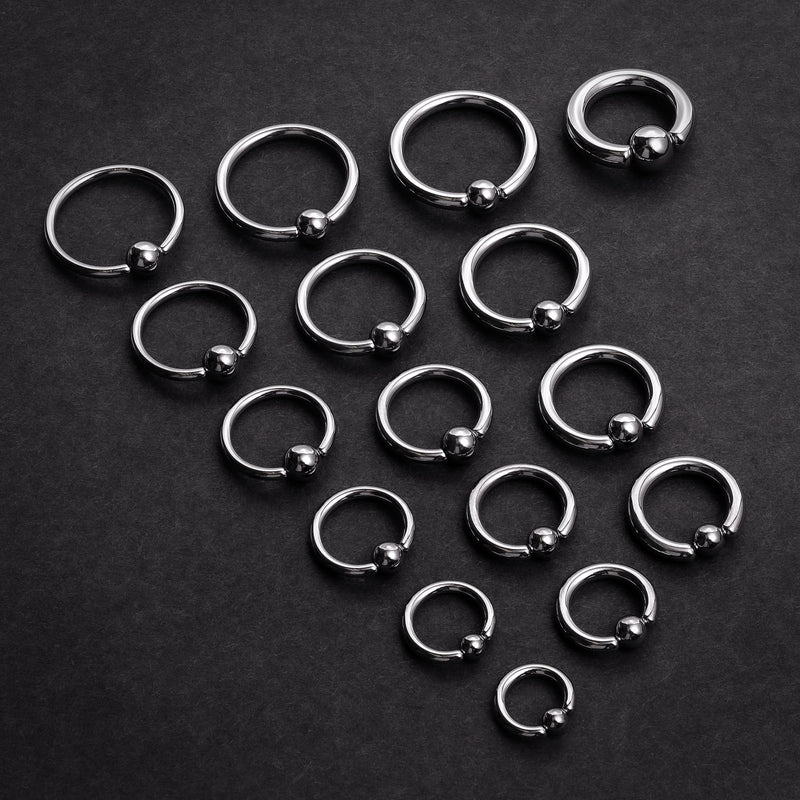 Ball Closure Ring, Silver, Large Gauge, G23 Titanium