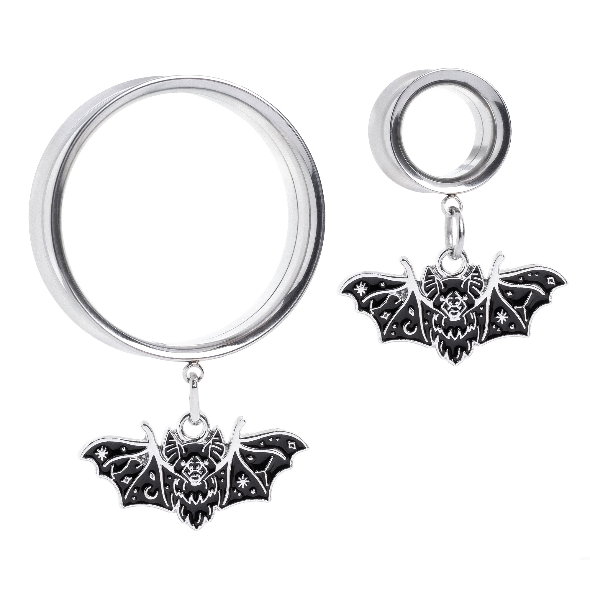 Vampire Bat Double Flare Dangle Ear Tunnel / Plug / Gauge