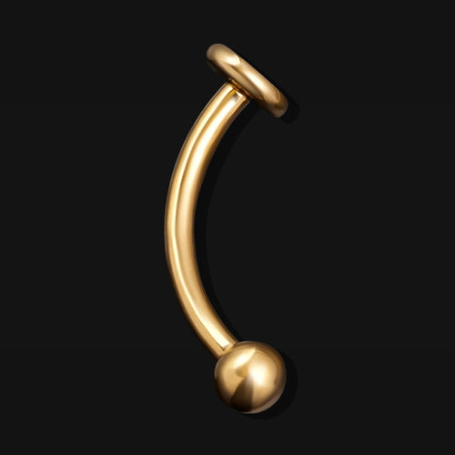 Vertical Labret, Gold, Flat Disk, Internally Threaded, Titanium