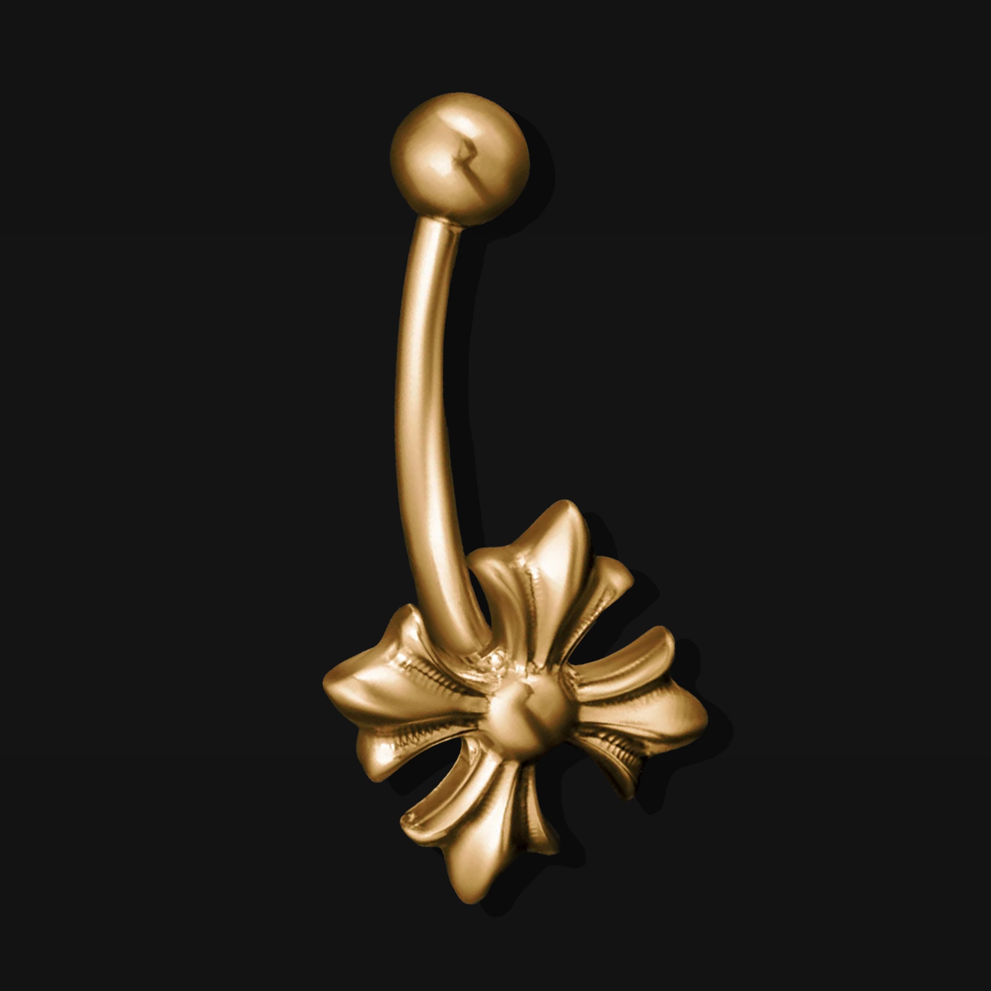 Vertical Labret, Gold, Gothic Cross, Internally Threaded, Titanium
