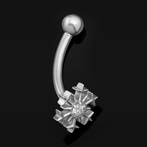 Vertical Labret, Silver, Jewelled Snowflake, Internally Threaded, Titanium