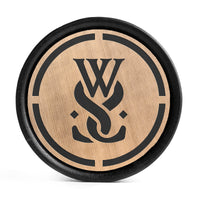 WSS Emblème épuré Plug / Jauge - Or brossé et incrustation noire en bois d’ébène | Double flare convexe
