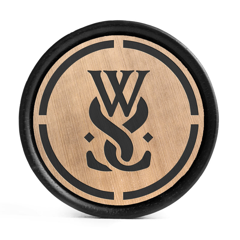 WSS Emblème épuré Plug / Jauge - Or brossé et incrustation noire en bois d’ébène | Double flare convexe