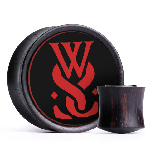 WSS Emblem Plug / Gauge - Schwarz & Rot Inlay Ebenholz | Konvexer Double Flare