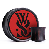 WSS Emblème Plug / Gauge - Incrustation rouge et noire en bois d’ébène | Convexe à double évasement