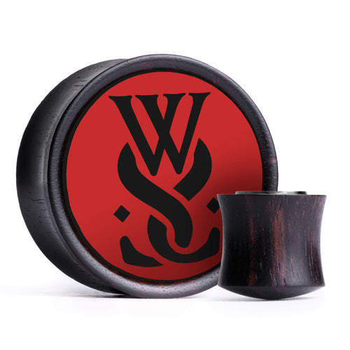 WSS Emblem Plug / Gauge - Rote & Schwarze Einlage Ebenholz | Konvexer Double Flare