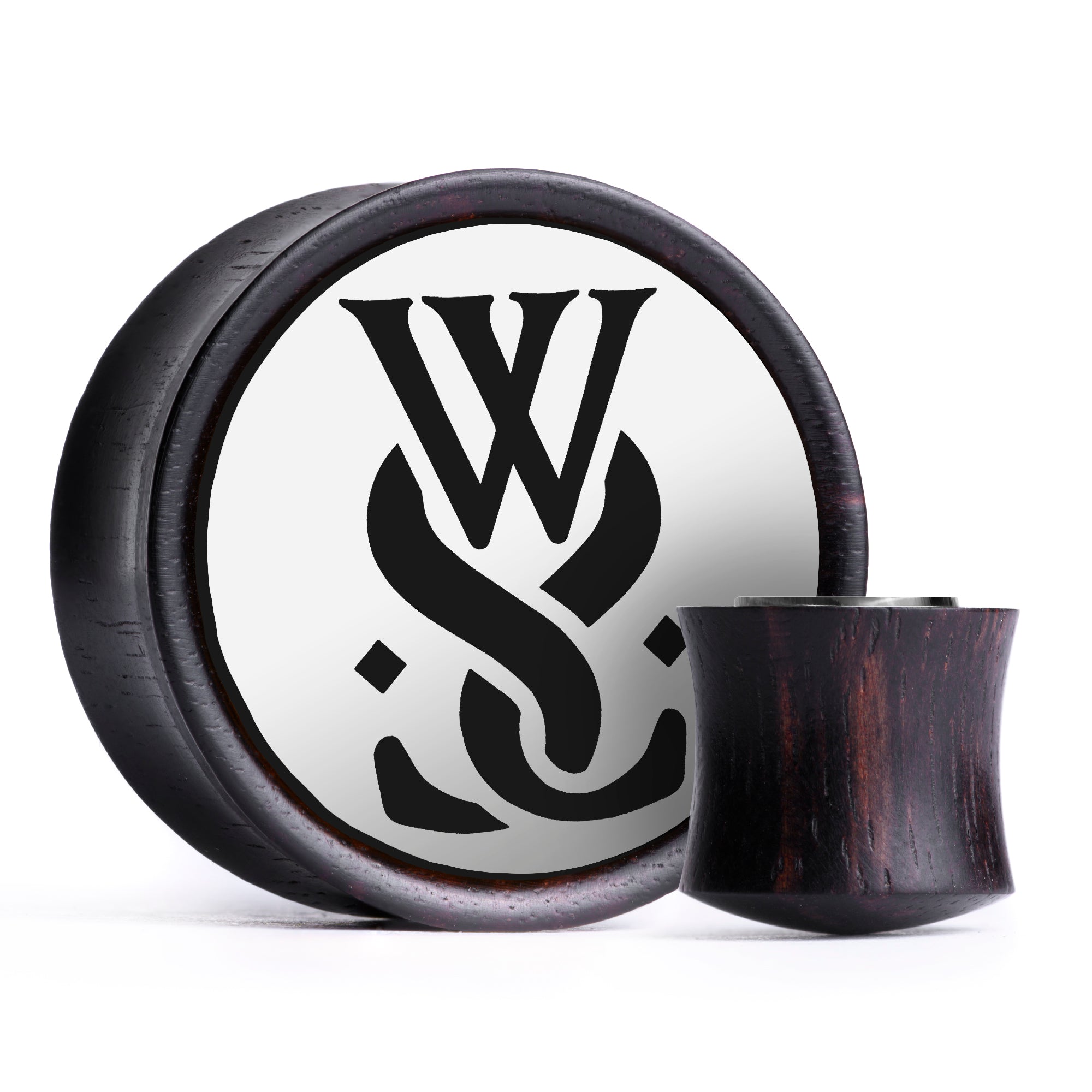WSS Emblem Plug / Gauge - Weiß & Schwarz Inlay Ebenholz | Konvexer Double Flare
