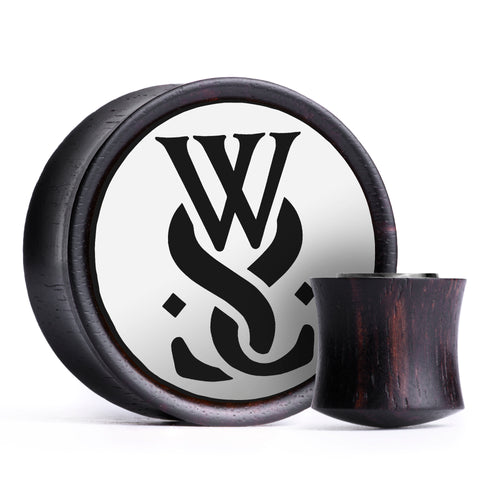WSS Emblem Plug / Gauge - Weiß & Schwarz Inlay Ebenholz | Konvexer Double Flare
