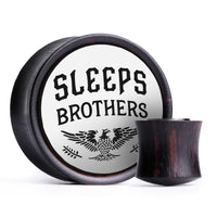 WSS Sleeps Brothers Plug / Calibre - Bois d’ébène avec incrustation blanche et noire | Double évasement convexe