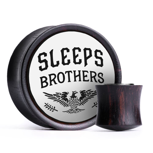 WSS Sleeps Brothers Plug / Gauge - Weiß & Schwarz Einlage Ebenholz | Konvexer Doppel-Flare