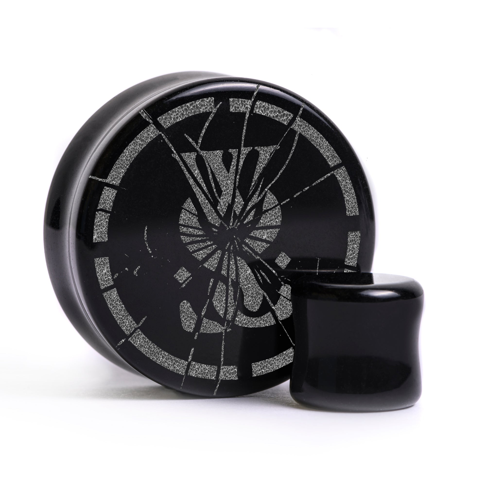 WSS Smashed Emblem Plug / Gauge - Black Glass | Flat Faced Double Flare