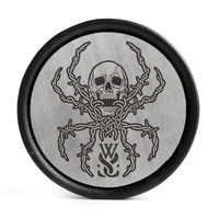 WSS Social Plug tête de mort / Gauge - Bois d’ébène à incrustation noire et argent brossé | Double évasement convexe