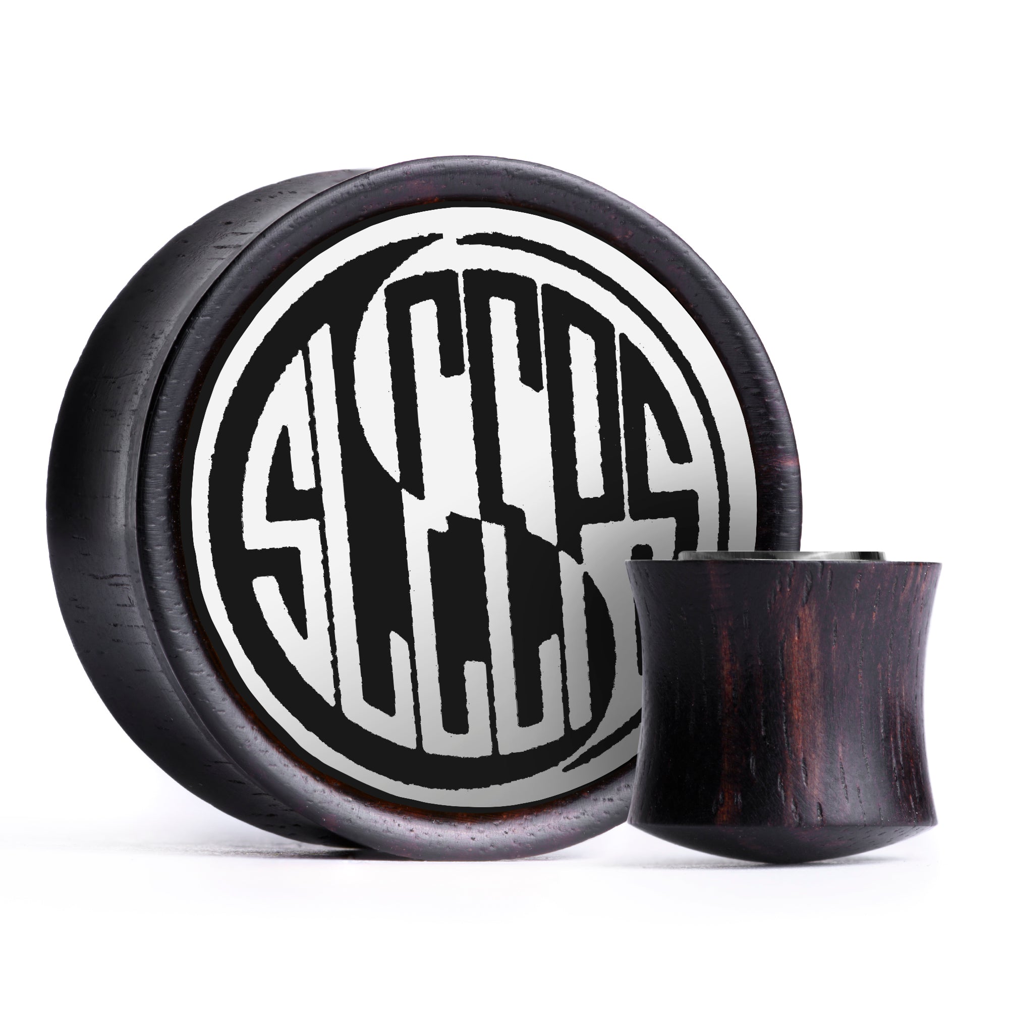 WSS Yin Yang Plug / Gauge - Weiß & Schwarz Inlay Ebenholz | Konvexer Double Flare