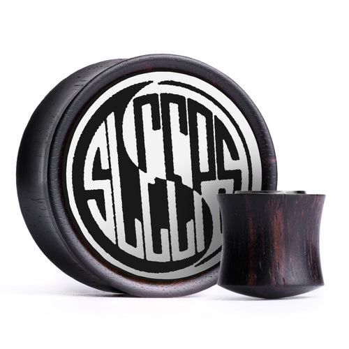 WSS Yin Yang Plug / Gauge - Weiß & Schwarz Inlay Ebenholz | Konvexer Double Flare