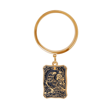 The Auric Sacred Heart Charm Gold Steel Double Flared Tunnel Dangle / Plug / Gauge