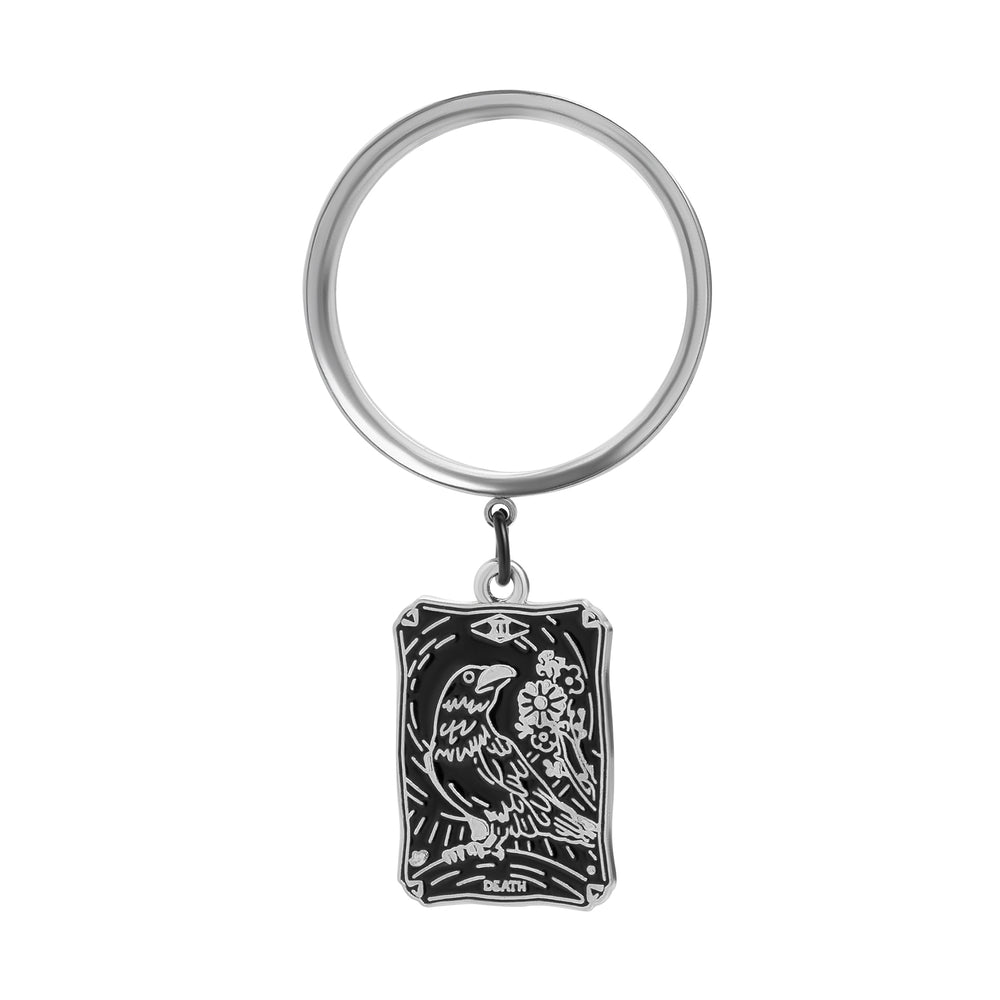 XIII - The Raven Of Change Silver Charm Steel Double Flared Tunnel Dangle / Plug / Gauge