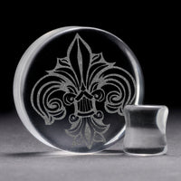 Plug / Gauge Fleur De Lis Lilly - Verre transparent | Face plate double évasé