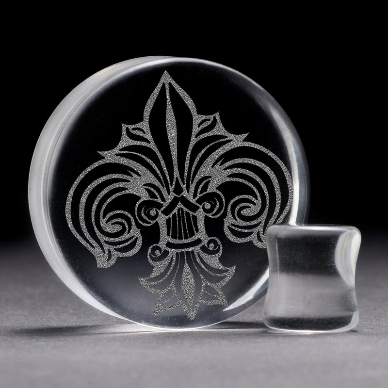 Plug / Gauge Fleur De Lis Lilly - Verre transparent | Face plate double évasé
